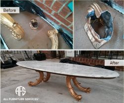 Repairing antique brass bronze metal table furniture cracked leg