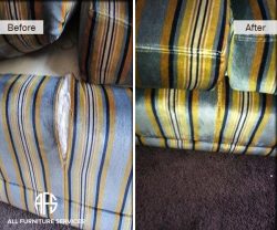 Seat deck upholstery repair seams stitched