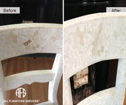 Bone in lay inlay mother of pearl in-lay repair restoration work furniture chair