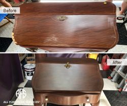 Antique Drop down desk vanity cabinet furniture repair and retoration finish