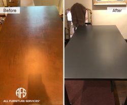 Desiron Metal Desk Table top damage repair painting patina texture metallic brass
