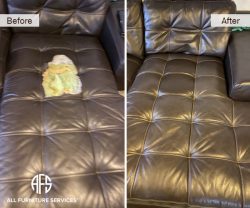 chaise-sectional-sofa-refurbish-tufted-seat-vinyl-bonded-leather-repair-reupholstered-padding-firm-change