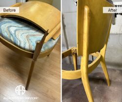 Split Wooden Chair Back legs support in half repair NYC Shop Best Service restoration wooden furniture