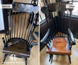 Antique Chair Furniture Restoration Structural frame repair spindle frame reglue finish color change NYC