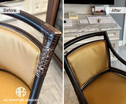 Chair Furniture wicker cane straw repair paint touch up stain corner damage restoration restaurant NY