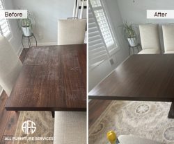 Dining Table Top Retarding Polishing Finish Restoring white heat water marks removal wood veneer