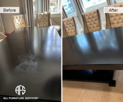 dining table top damage repair restoration finish restoring refinishing wood damage fix NYC