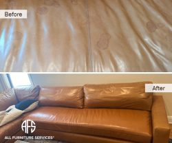 Aniline waxed leather dyeing stain removal color restoration partial repair upholstery blend furniture seat damaged spill sectional sofa