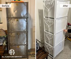 Metal Antique medicine cabinet paint white color change furniture lock drawer frame rust removal restore